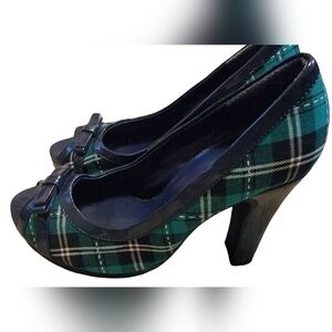 Charles Albert Teal Plaid Heels